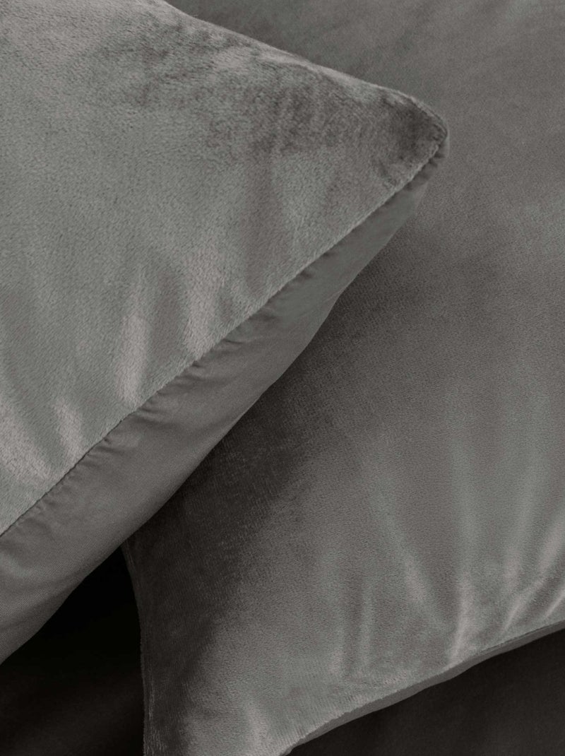 Juego de cama de terciopelo liso Gris antracita - Kiabi