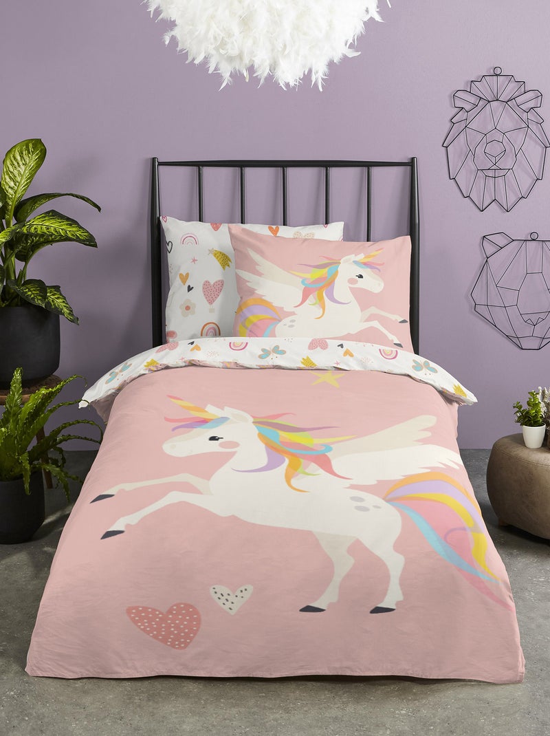 Juego de cama de 'unicornio' - Individual ROSA - Kiabi