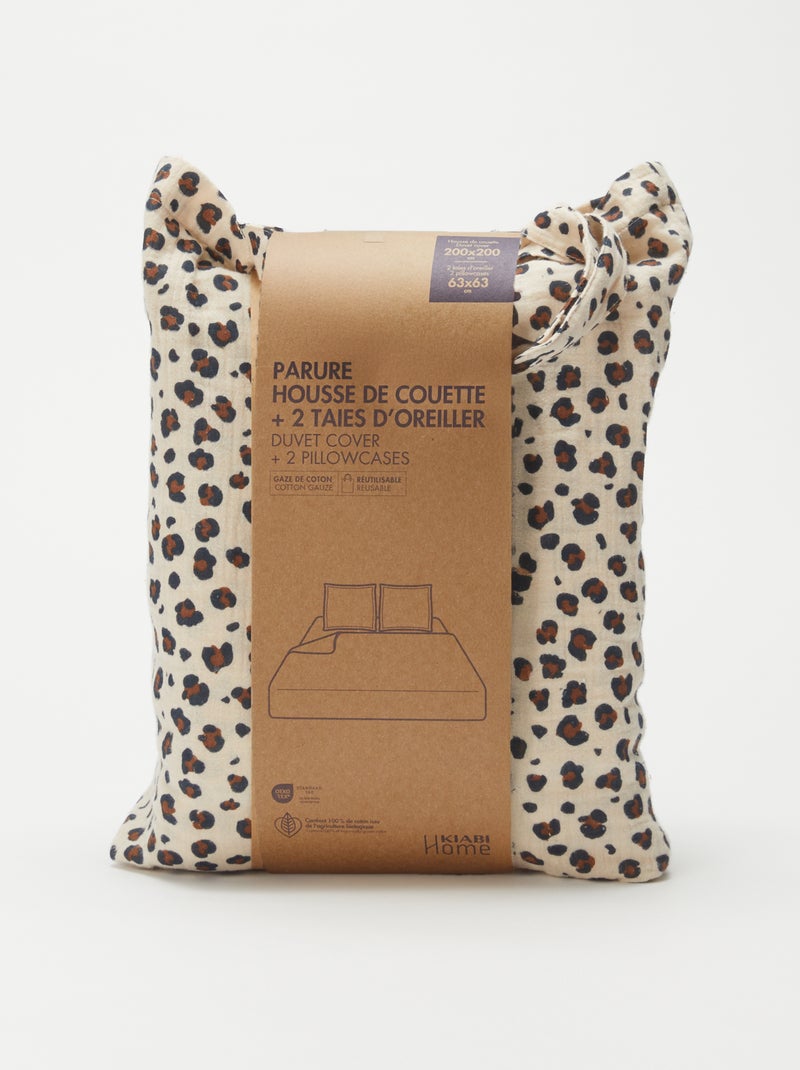 Juego de cama doble (200 x 200 cm) de gasa de algodón - Kiabi Home Beige - Kiabi