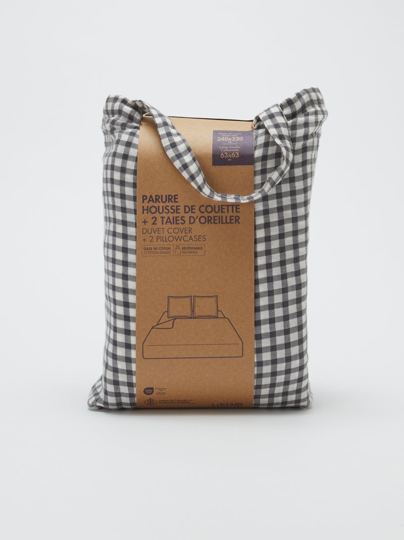 Juego de cama doble (240 x 220 cm) de gasa de algodón - Kiabi Home ROSA - Kiabi