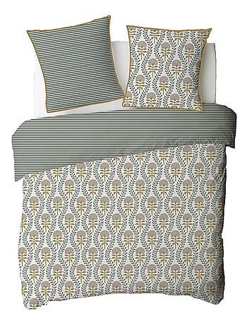 Juego de cama doble a rayas con encanto floral