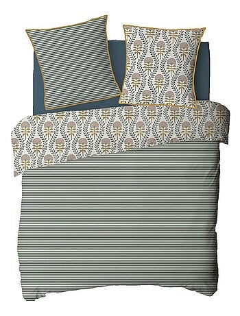 Juego de cama doble a rayas con encanto floral
