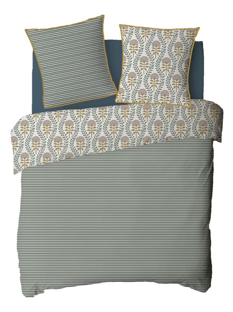 Juego de cama doble a rayas con encanto floral Multicolor - Kiabi