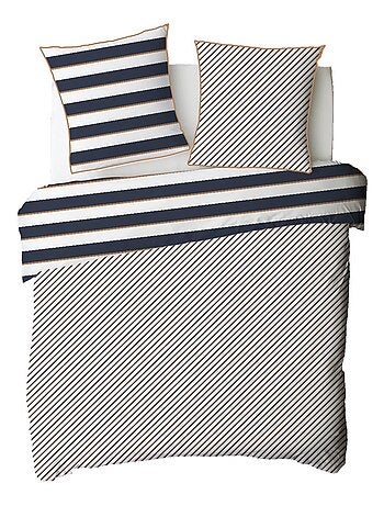 Juego de cama doble a rayas reversible