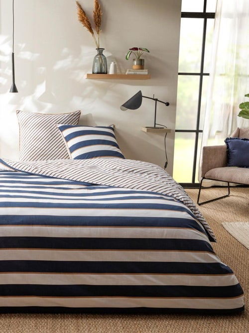 Juego de cama doble a rayas reversible - Kiabi Juego de cama doble a rayas reversible - Kiabi