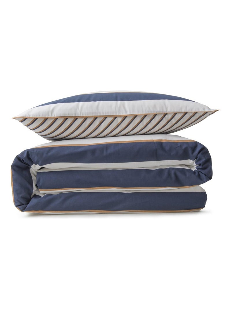 Juego de cama doble a rayas reversible Azul - Kiabi