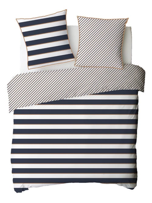 Juego de cama doble a rayas reversible - Kiabi Juego de cama doble a rayas reversible - Kiabi
