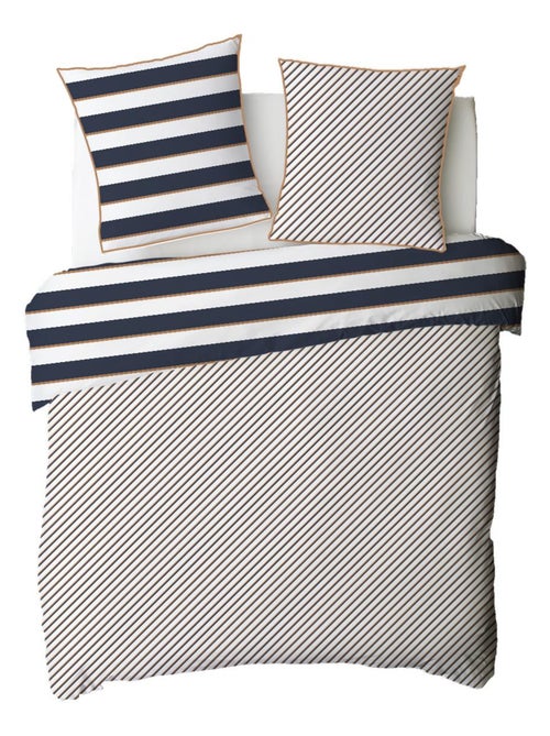 Juego de cama doble a rayas reversible - Kiabi Juego de cama doble a rayas reversible - Kiabi