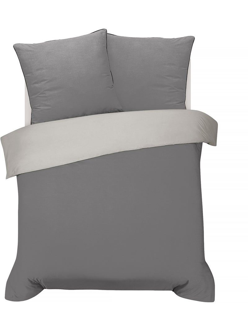 Juego de cama doble bicolor Gris oscuro - Kiabi