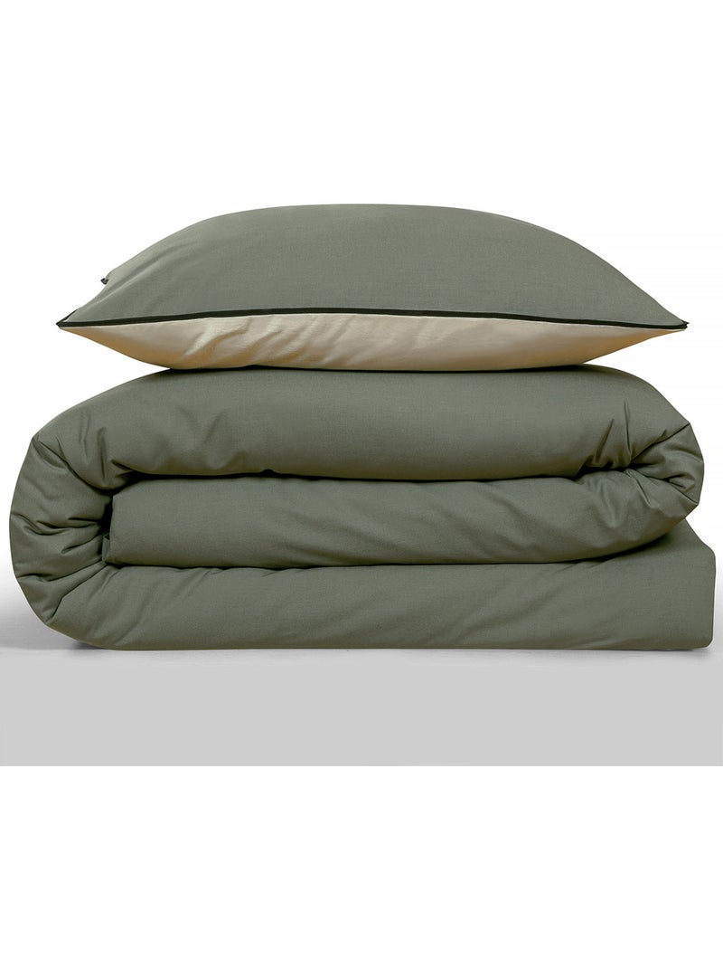 Juego de cama doble bicolor Verde caqui - Kiabi