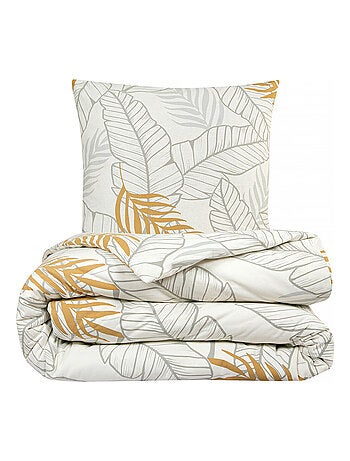 Juego de cama doble con estampado de plantas