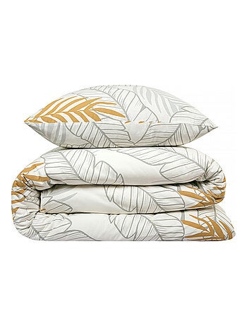 Juego de cama doble con estampado de plantas