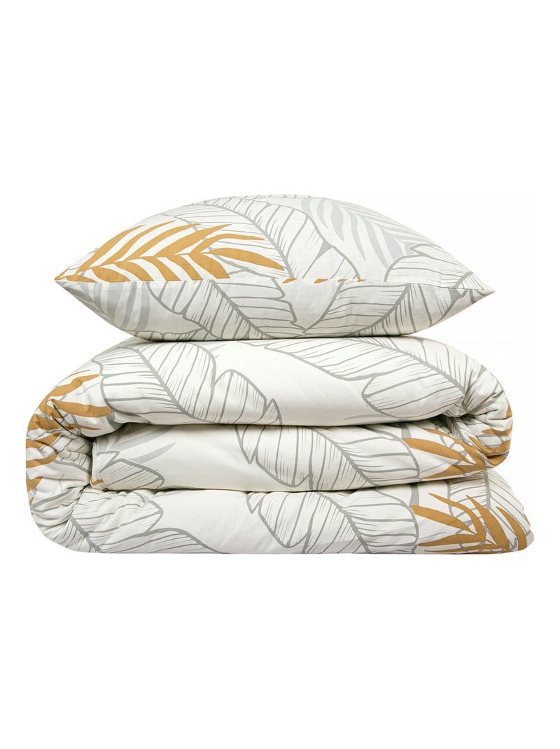 Juego de cama doble con estampado de plantas Crudo - Kiabi