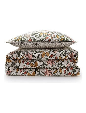 Juego de cama doble con estampado floral reversible y lunares