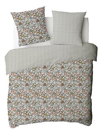 Juego de cama doble con estampado floral reversible y lunares