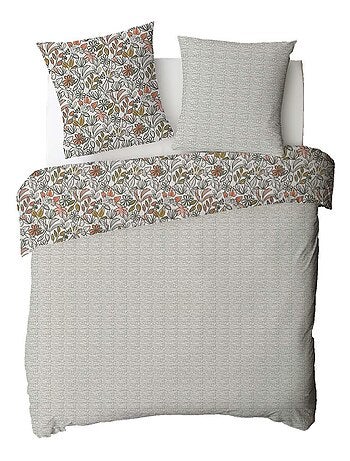 Juego de cama doble con estampado floral reversible y lunares