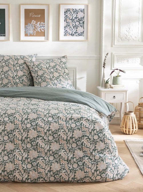 Juego de cama doble con estampado floral y lunares, de algodón - Kiabi