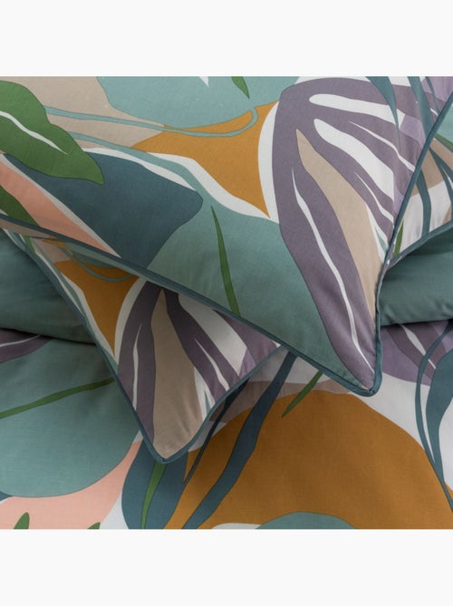 Juego de cama doble con estampado vegetal reversible, liso - Kiabi Juego de cama doble con estampado vegetal reversible, liso - Kiabi