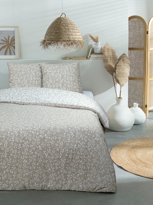 Juego de cama doble con follaje de microfibra lavada - Kiabi Juego de cama doble con follaje de microfibra lavada - Kiabi