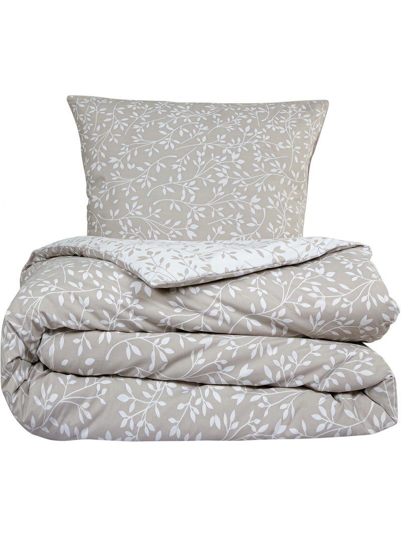 Juego de cama doble con follaje de microfibra lavada Beige - Kiabi