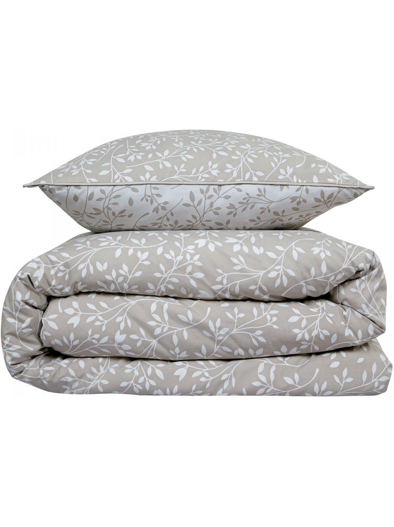 Juego de cama doble con follaje de microfibra lavada Beige - Kiabi