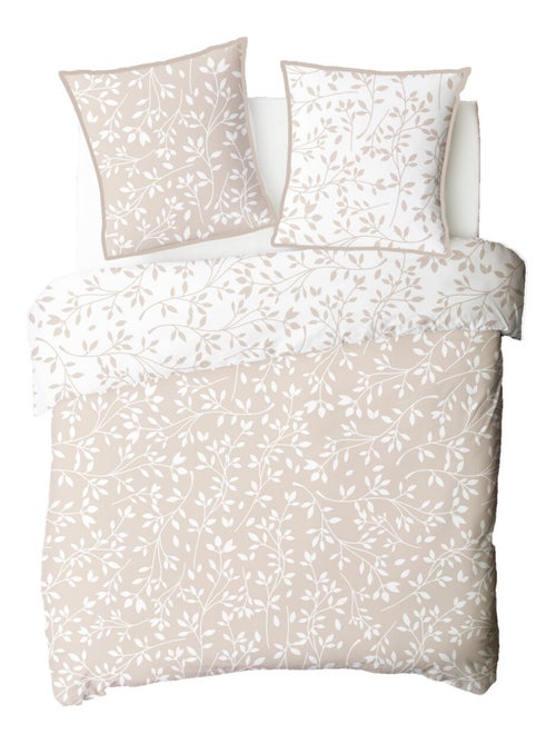 Juego de cama doble con follaje de microfibra lavada - Kiabi Juego de cama doble con follaje de microfibra lavada - Kiabi