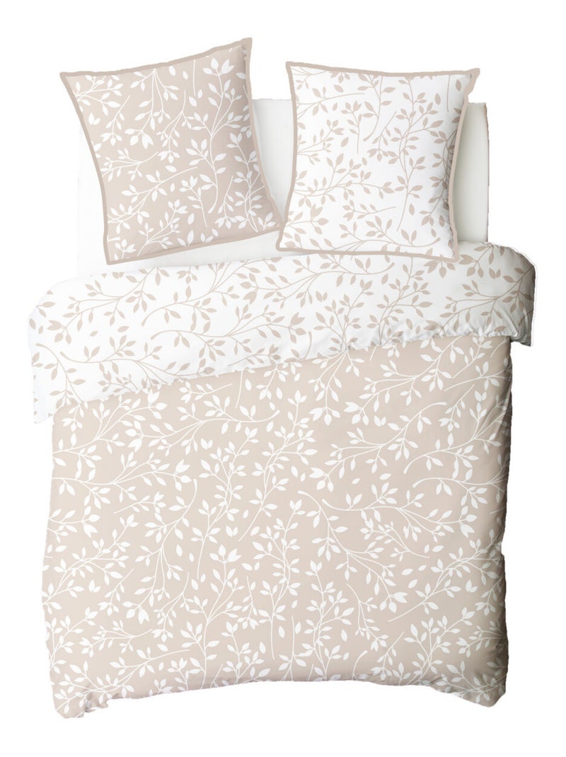 Juego de cama doble con follaje de microfibra lavada Beige - Kiabi