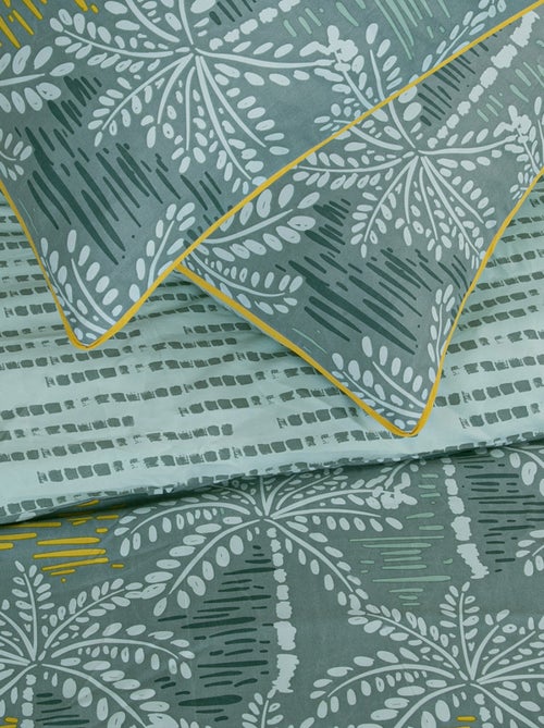 Juego de cama doble con motivos de palmeras, de microfibra lavada - Kiabi Juego de cama doble con motivos de palmeras, de microfibra lavada - Kiabi