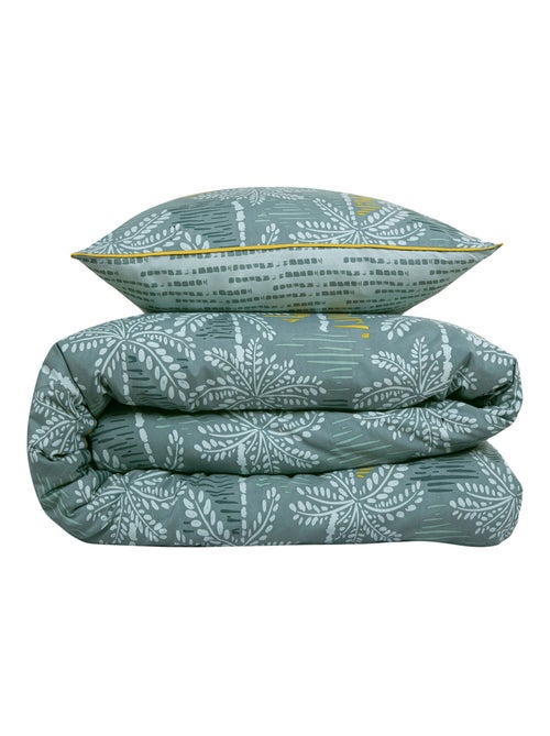 Juego de cama doble con motivos de palmeras, de microfibra lavada - Kiabi Juego de cama doble con motivos de palmeras, de microfibra lavada - Kiabi