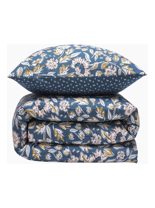 Juego de cama doble con motivos florales en percal de 70 hilos - Kiabi Juego de cama doble con motivos florales en percal de 70 hilos - Kiabi
