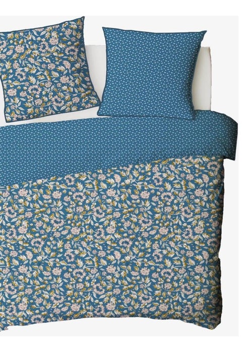 Juego de cama doble con motivos florales en percal de 70 hilos - Kiabi Juego de cama doble con motivos florales en percal de 70 hilos - Kiabi