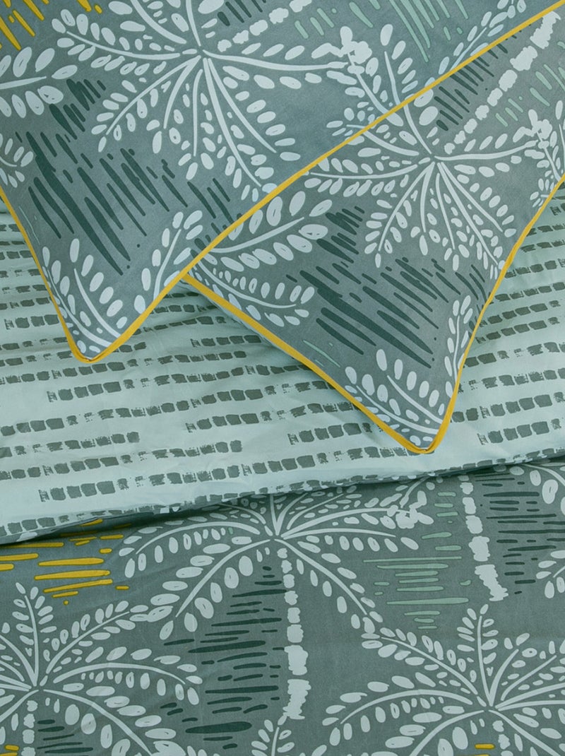 Juego de cama doble con palmeras en microfibra lavada Verde - Kiabi