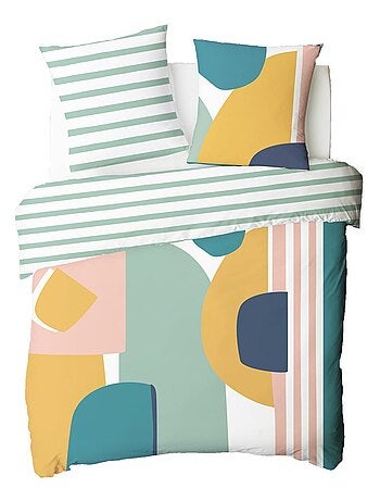 Juego de cama doble con rayas geométricas