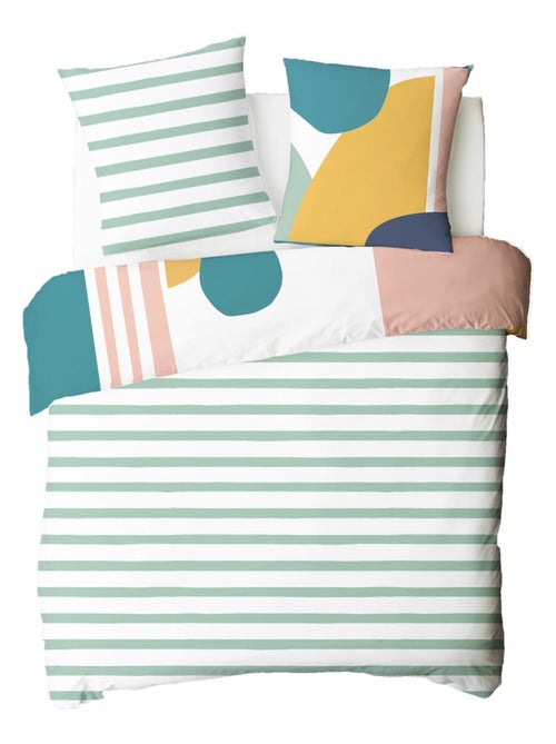 Juego de cama doble con rayas geométricas - Kiabi Juego de cama doble con rayas geométricas - Kiabi
