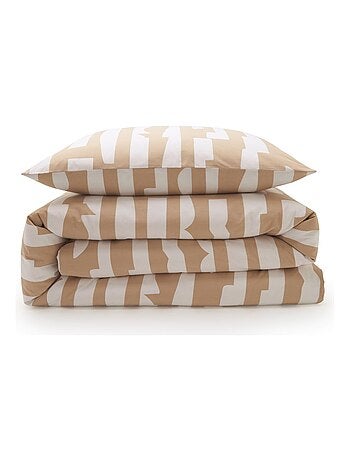 Juego de cama doble de algodón color camel