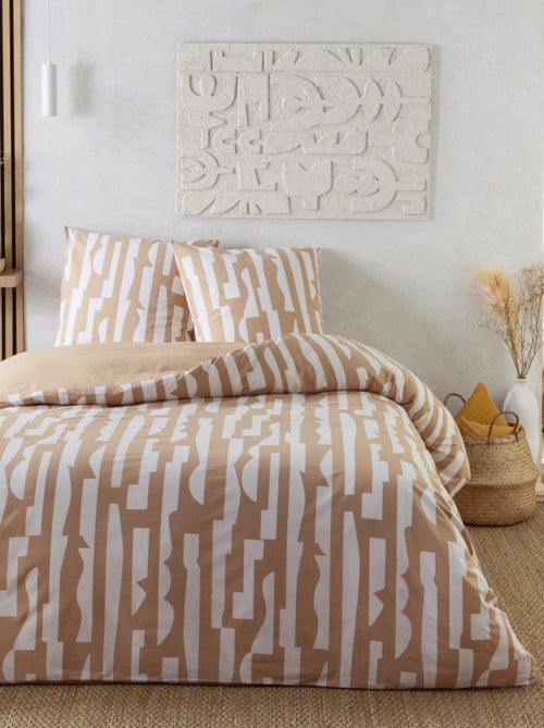 Juego de cama doble de algodón color camel - Kiabi