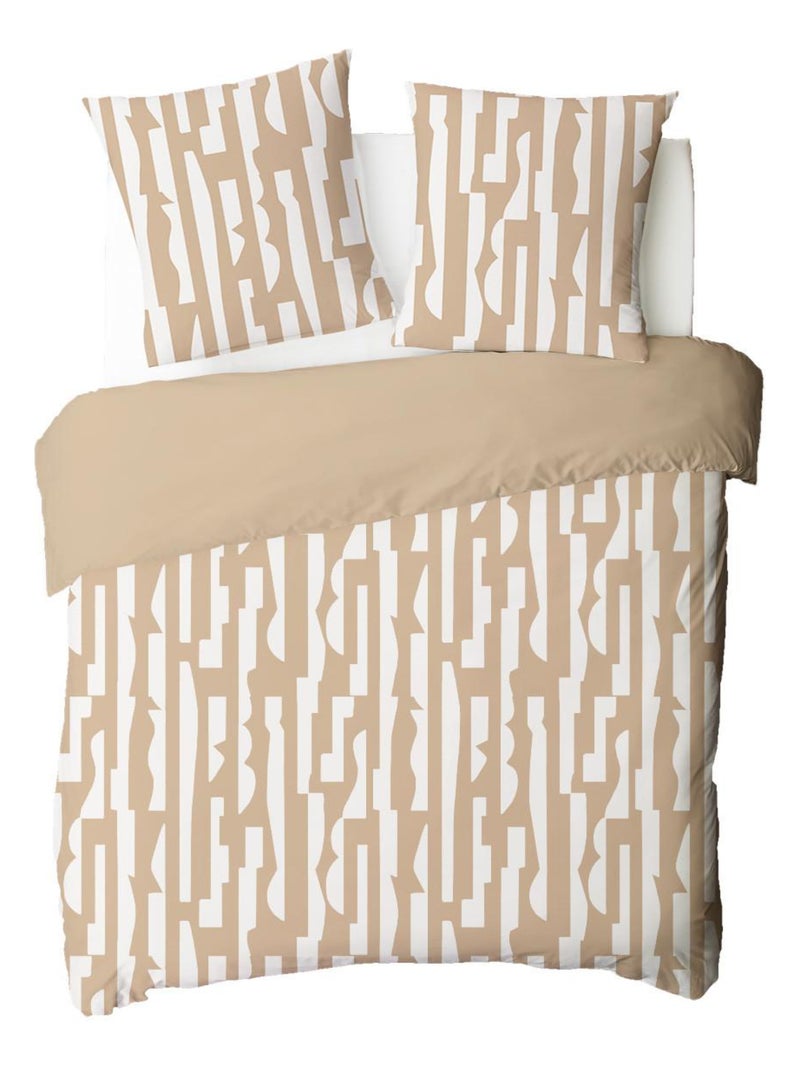 Juego de cama doble de algodón color camel Beige - Kiabi