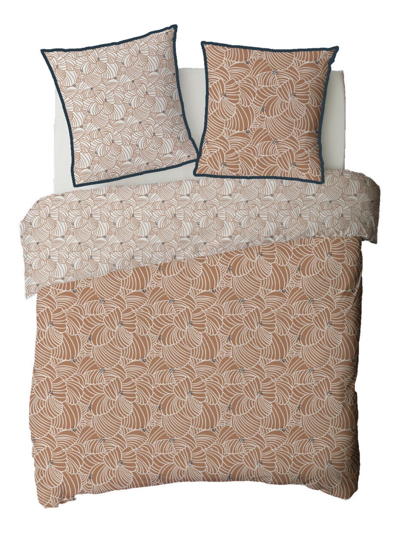 Juego de cama doble de algodón con estampado floral Marrón caramelo - Kiabi