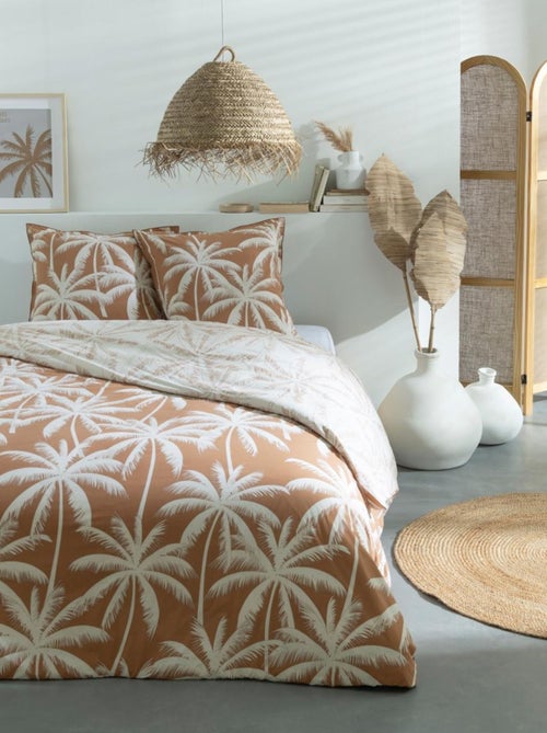 Juego de cama doble de algodón estampado en color camel - Kiabi Juego de cama doble de algodón estampado en color camel - Kiabi