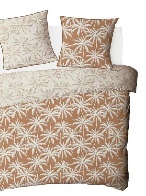Juego de cama doble de algodón estampado en color camel - Kiabi Juego de cama doble de algodón estampado en color camel - Kiabi