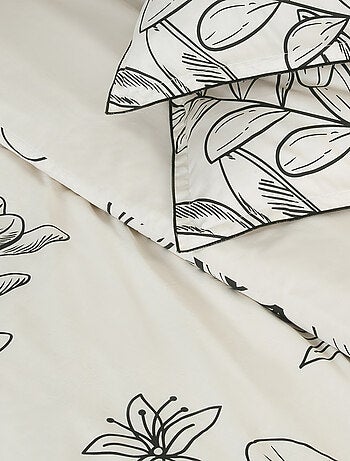Juego de cama doble de satén de algodón con estampado vegetal