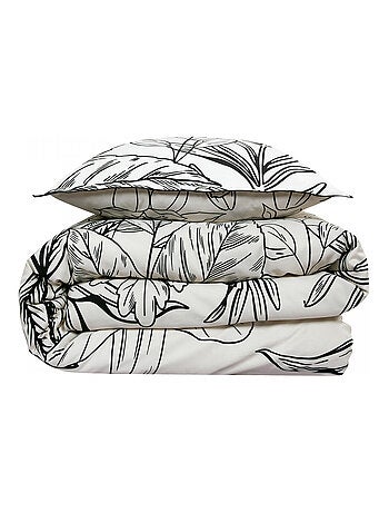 Juego de cama doble de satén de algodón con estampado vegetal
