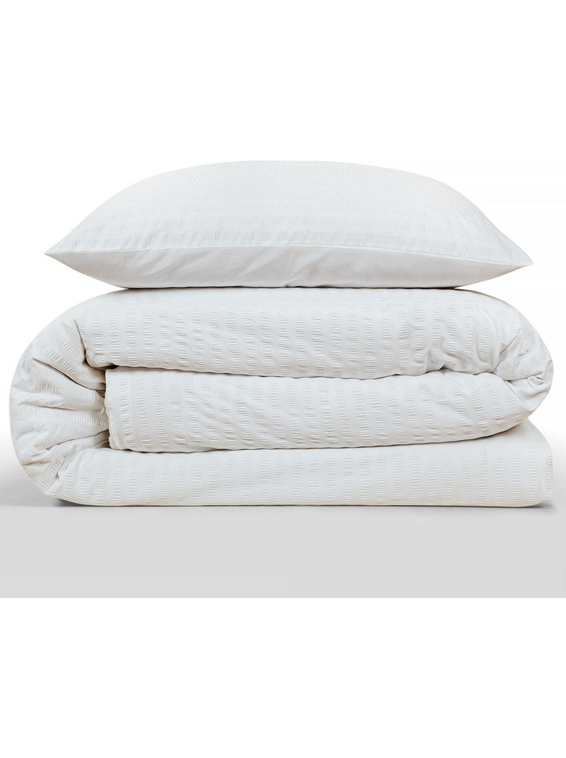 Juego de cama doble de seersucker Blanco - Kiabi