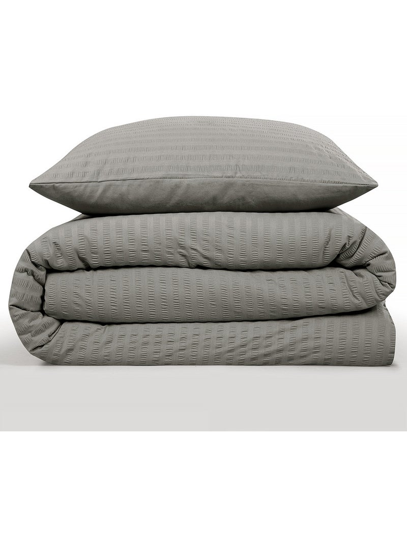 Juego de cama doble de seersucker Gris oscuro - Kiabi