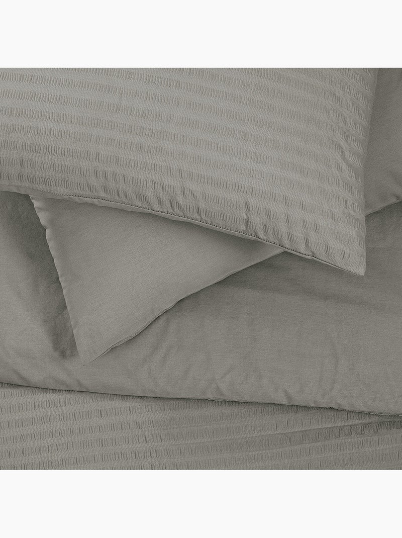 Juego de cama doble de seersucker Gris oscuro - Kiabi