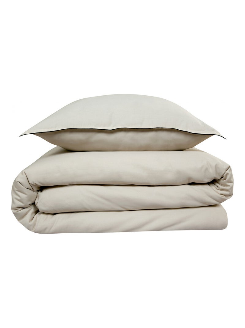 Juego de cama doble en satén de algodón liso Beige - Kiabi