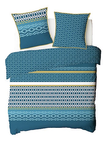 Juego de cama doble estampado étnico en microfibra lavada – Future Home