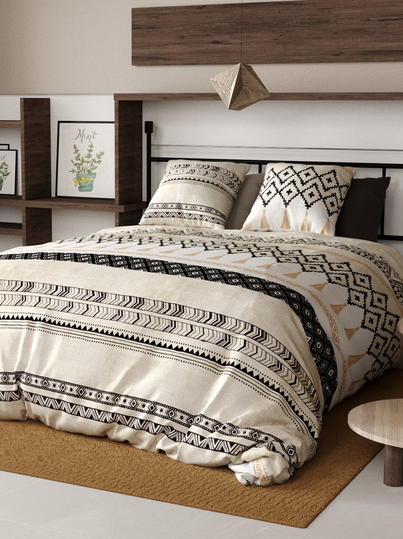 Juego de cama doble étnico blanco/negro - Kiabi