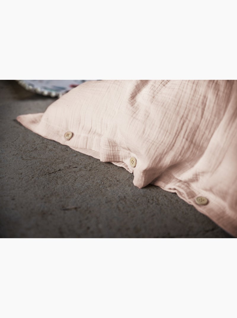 Juego de cama doble gasa de algodón gaïa + 2 fundas de almohada 60x60 cm Azul escarchado - Kiabi