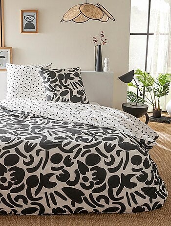 Juego de cama doble geométrico bicolor
